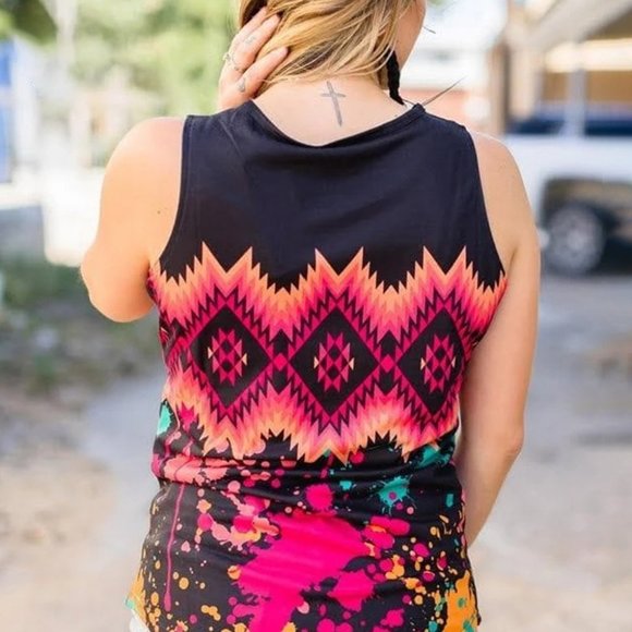 Tribal Tie-dye Print Tank Top - Picture 3 of 10